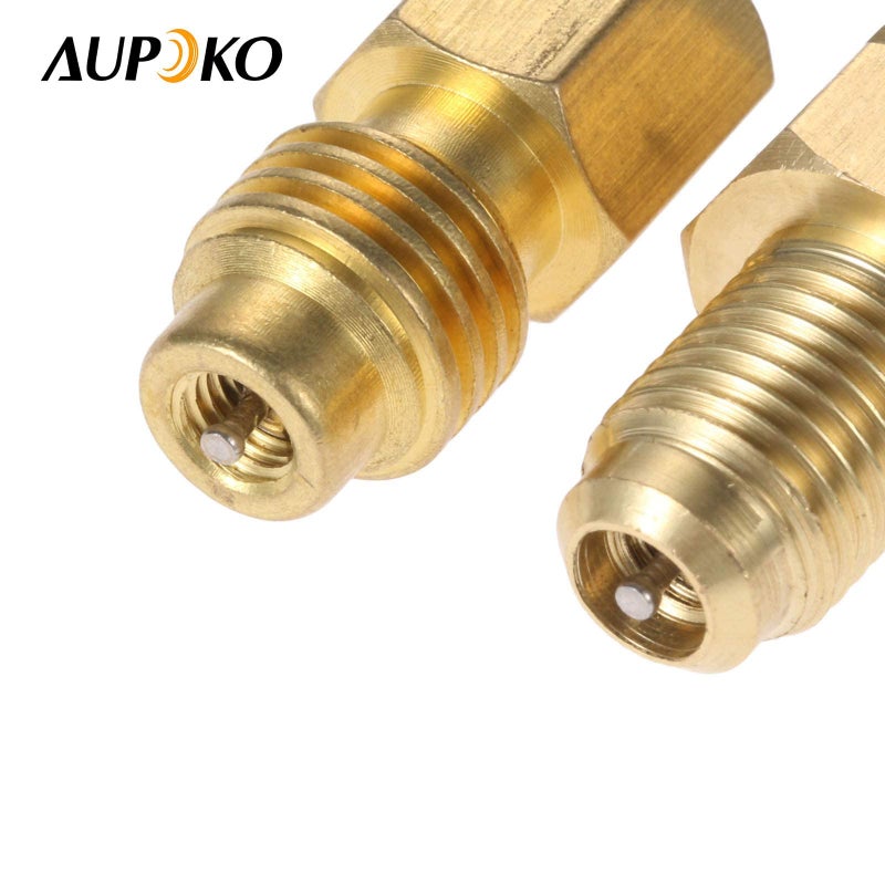 Aupoko 2 PC R1234YF Vacuum Hose Pump Adapter 1/2 LH x 1/4 SAE SAE Female FL Brass Valve Core, Fit for Refrigeration Conversion - Image 4
